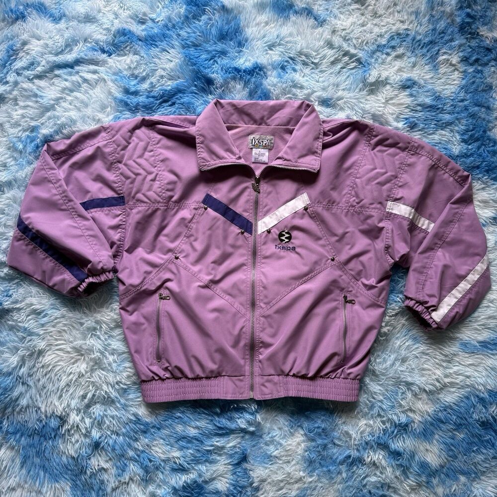 Vintage IXSPA Purple Windbreaker Jacket Size Large 80s 90s Style